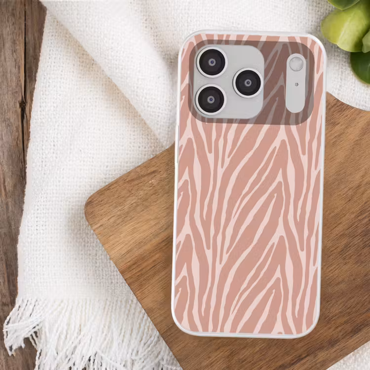 Lichtroze - Zebra - Patroon - Donkerroze Telefoonhoesje iPhone 17 Pro klein 878 -sfeer1