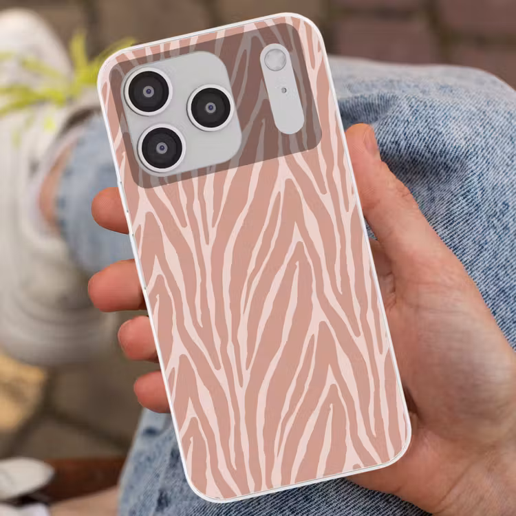 Lichtroze - Zebra - Patroon - Donkerroze Telefoonhoesje iPhone 17 Pro klein 878 -sfeer2