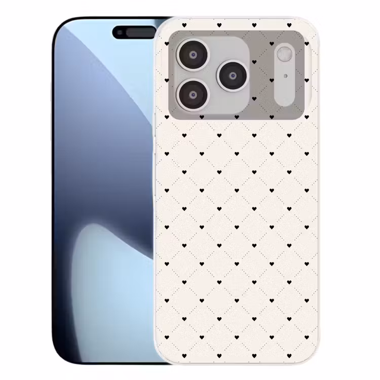 Hart - Dotline - Wit - Zwart Telefoonhoesje iPhone 17 Pro klein 878 -3d
