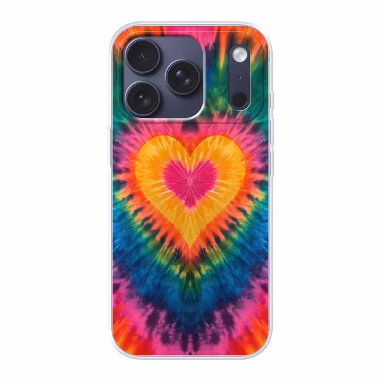 Hart - Tie Dye - Kleurrijk Telefoonhoesje iPhone 17 Pro klein -3d