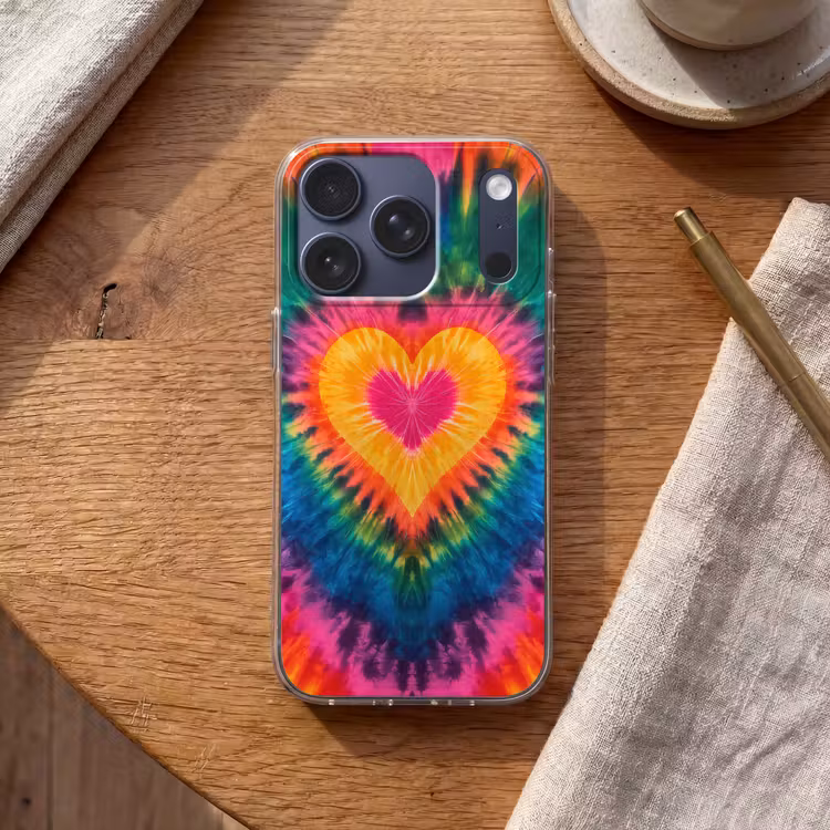 Hart - Tie Dye - Kleurrijk Telefoonhoesje iPhone 17 Pro klein -sfeer1