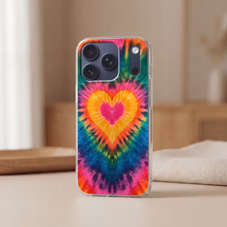 Hart - Tie Dye - Kleurrijk Telefoonhoesje iPhone 17 Pro klein -sfeer2
