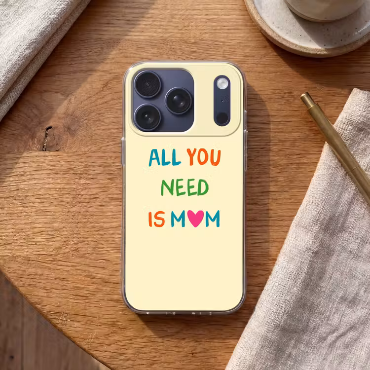 Hartje -  Moeder - Tekst - Kleurrijk Telefoonhoesje iPhone 17 Pro klein -sfeer1