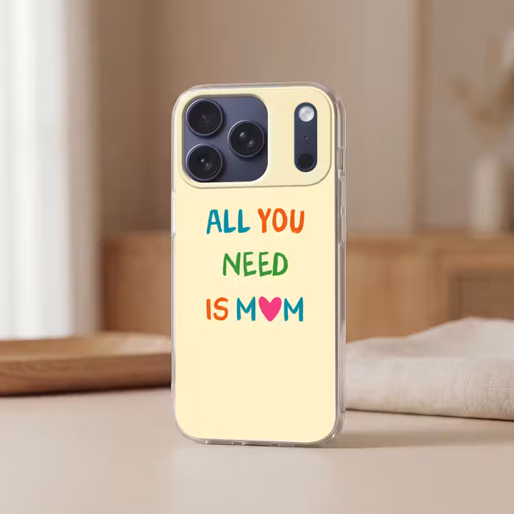 Hartje -  Moeder - Tekst - Kleurrijk Telefoonhoesje iPhone 17 Pro klein -sfeer2