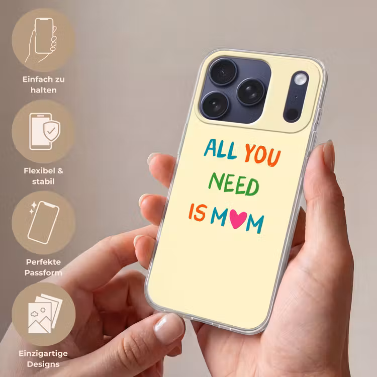 Hartje -  Moeder - Tekst - Kleurrijk Telefoonhoesje iPhone 17 Pro klein -sfeer3_DE