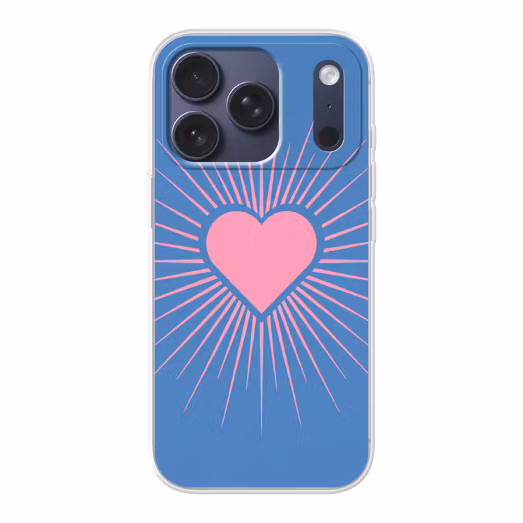 Hart - Stralen - Liefde - Modern - Roze Telefoonhoesje iPhone 17 Pro klein -3d