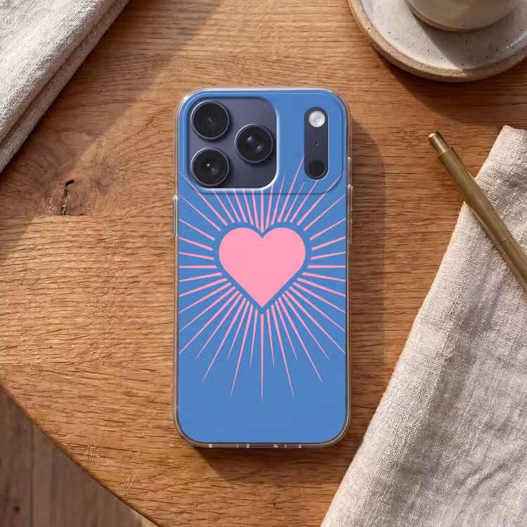 Hart - Stralen - Liefde - Modern - Roze Telefoonhoesje iPhone 17 Pro klein -sfeer1
