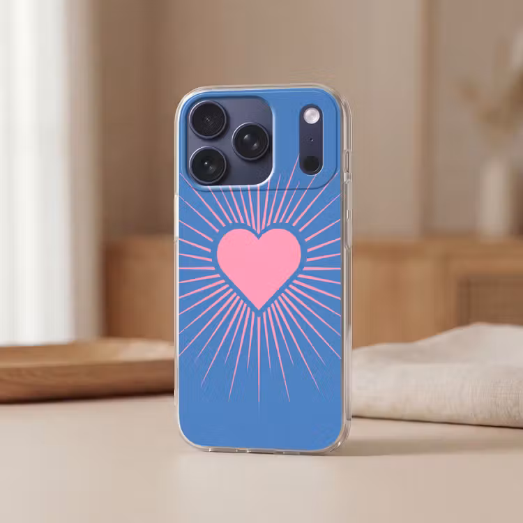 Hart - Stralen - Liefde - Modern - Roze Telefoonhoesje iPhone 17 Pro klein -sfeer2