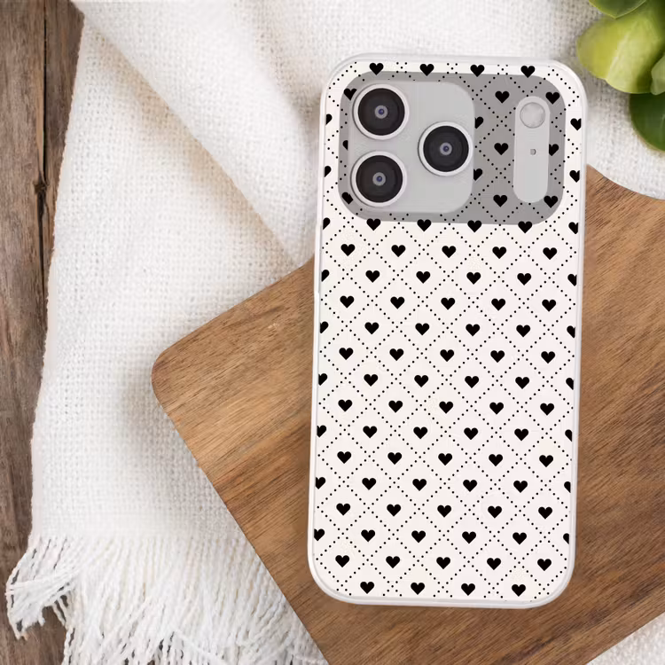 Hart - Vierhoek - Wit - Zwart Telefoonhoesje iPhone 17 Pro klein 878 -sfeer1