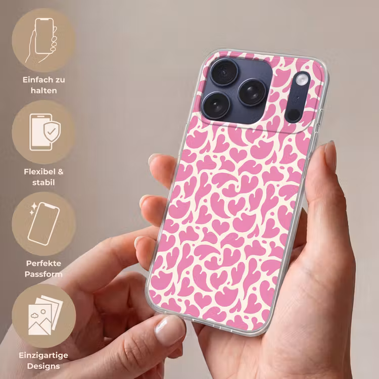 Hartjes - Print - Roze - Wit Telefoonhoesje iPhone 17 Pro klein -sfeer3_DE