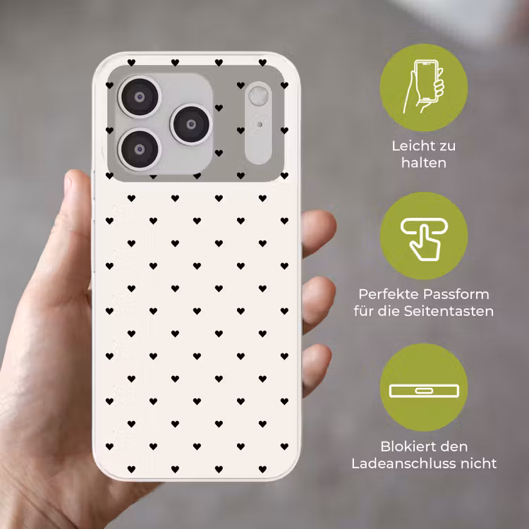 Harten - Liefde - Zwart - Wit Telefoonhoesje iPhone 17 Pro klein 878 -sfeer3_DE