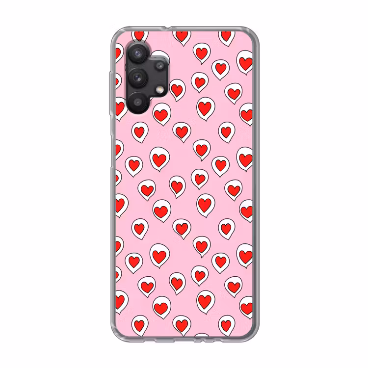 Hartjes - Patroon - Rood Telefoonhoesje Samsung Galaxy A32 5G klein 346 -3d