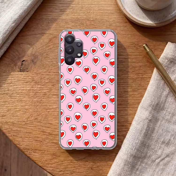 Hartjes - Patroon - Rood Telefoonhoesje Samsung Galaxy A32 5G klein 346 -sfeer1