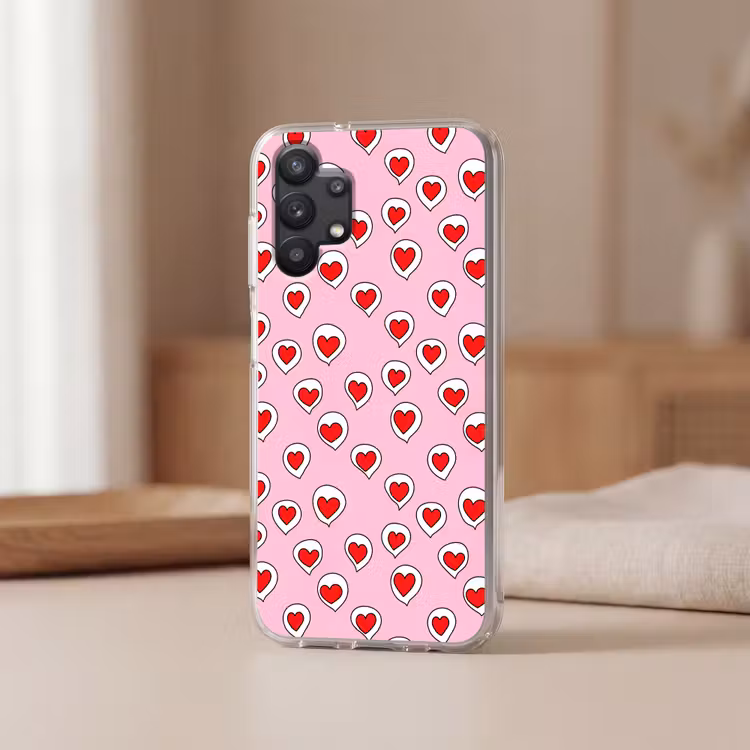 Hartjes - Patroon - Rood Telefoonhoesje Samsung Galaxy A32 5G klein 346 -sfeer2