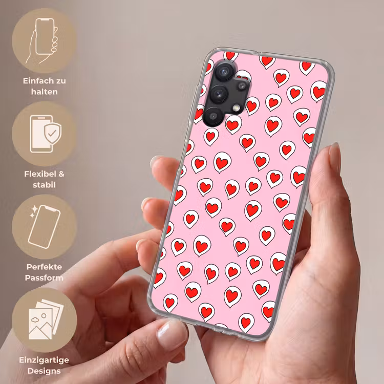 Hartjes - Patroon - Rood Telefoonhoesje Samsung Galaxy A32 5G klein 346 -sfeer3_DE