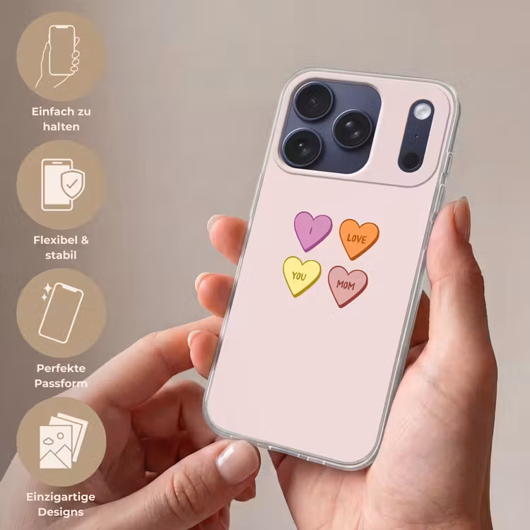 Hartjes - Pastel - Liefde - Moeder Telefoonhoesje iPhone 17 Pro klein -sfeer3_DE
