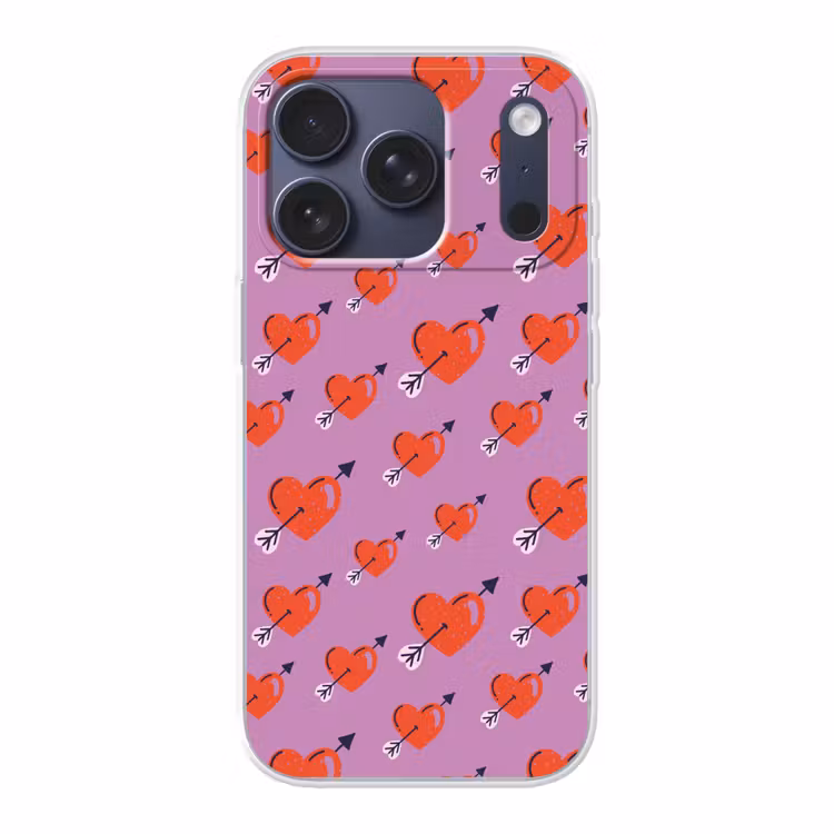 Hartjes - Rood - Paars - Print - Liefde Telefoonhoesje iPhone 17 Pro klein -3d