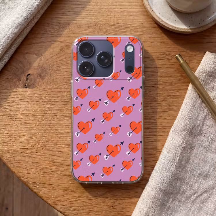 Hartjes - Rood - Paars - Print - Liefde Telefoonhoesje iPhone 17 Pro klein -sfeer1