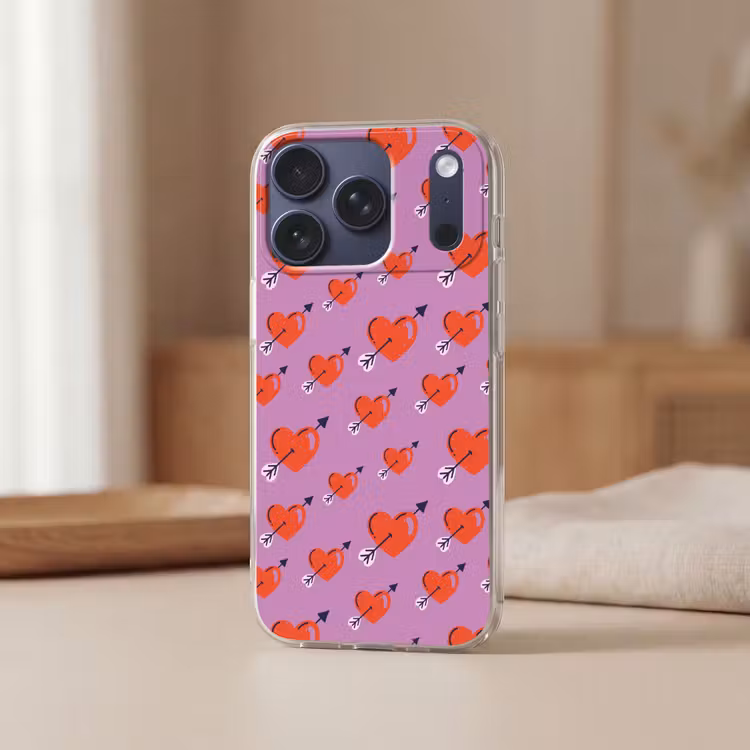 Hartjes - Rood - Paars - Print - Liefde Telefoonhoesje iPhone 17 Pro klein -sfeer2