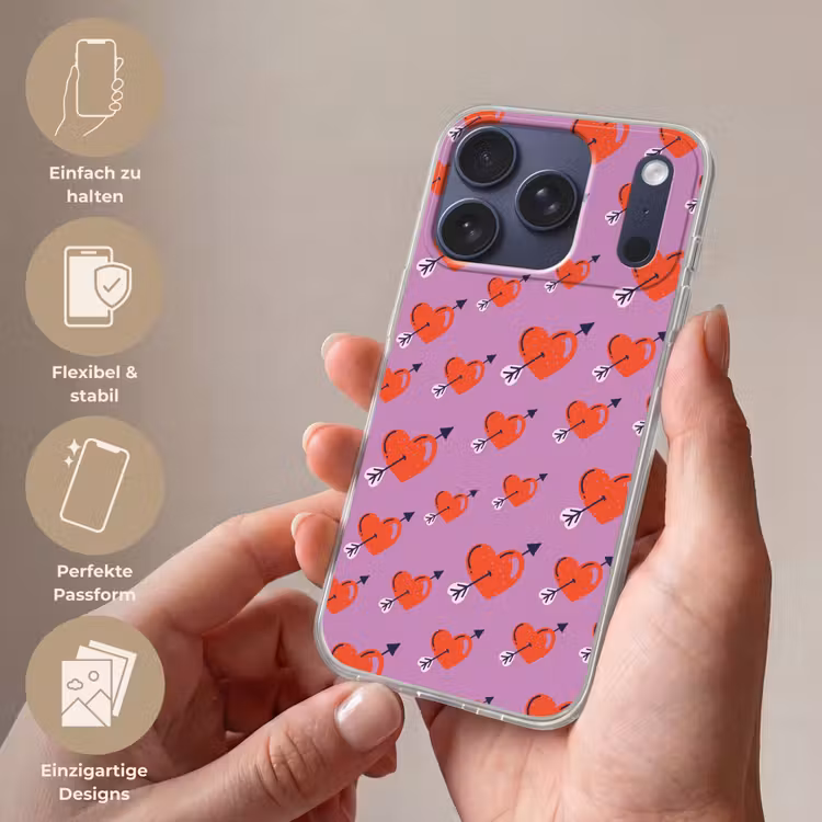 Hartjes - Rood - Paars - Print - Liefde Telefoonhoesje iPhone 17 Pro klein -sfeer3_DE