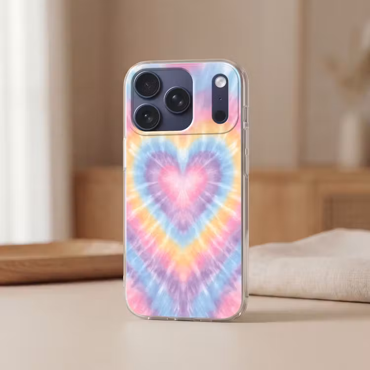 Hartvorm - Pastelkleuren - Tie Dye Telefoonhoesje iPhone 17 Pro klein -sfeer2