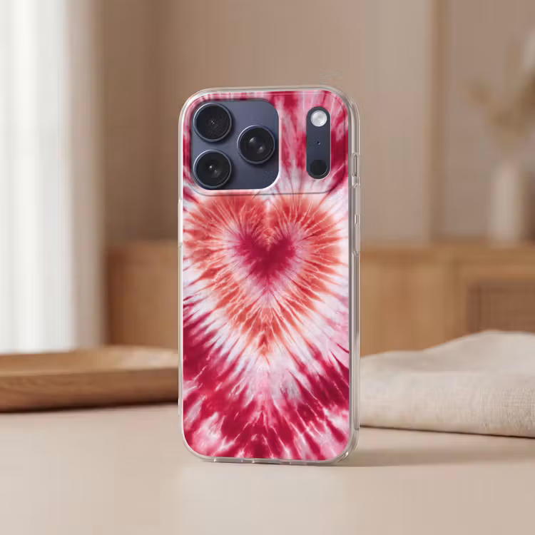 Hartvorm - Roze - Tie dye Telefoonhoesje iPhone 17 Pro klein -sfeer2