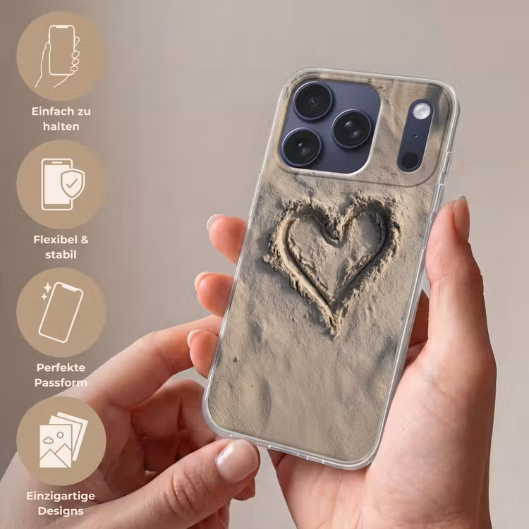 Hartvorm - Getekend - Beige - Zand Telefoonhoesje iPhone 17 Pro klein -sfeer3_DE