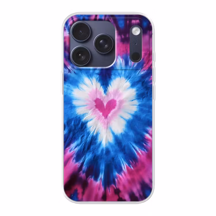 Hartvormig - Tie dye - Paars Telefoonhoesje iPhone 17 Pro klein -3d