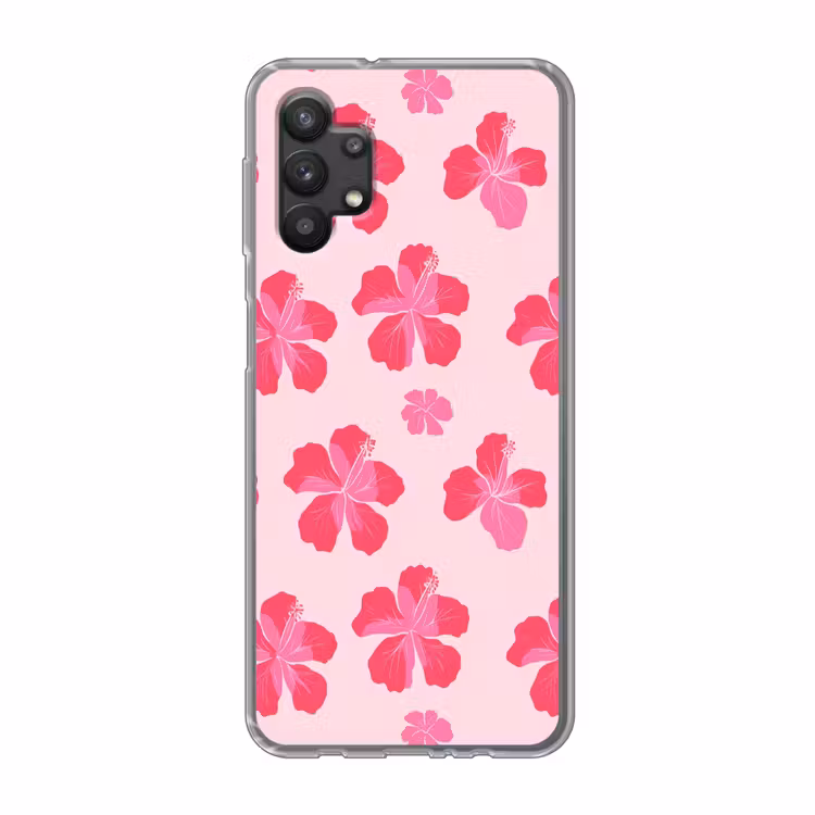 Hibiscus - Bloemen - Roze Telefoonhoesje Samsung Galaxy A32 5G klein 346 -3d