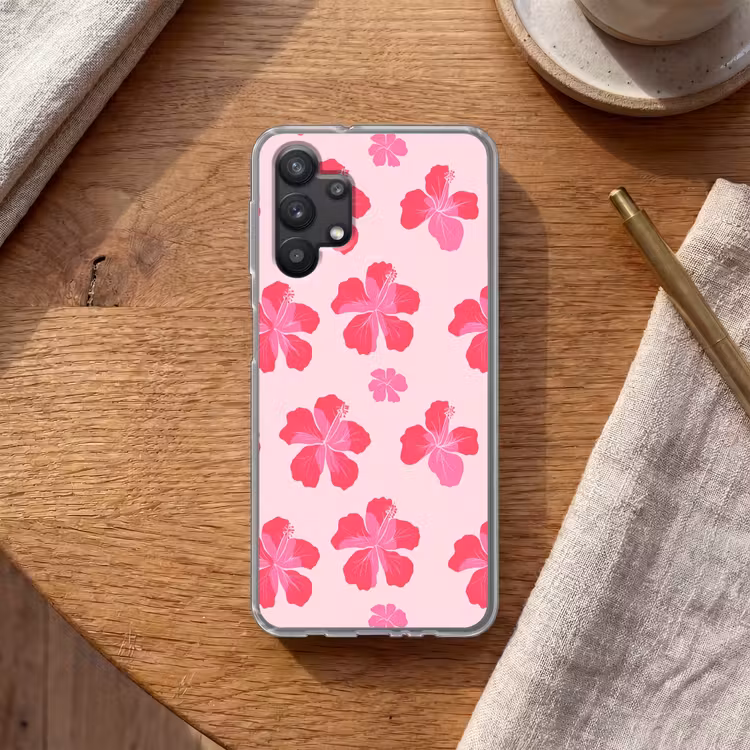 Hibiscus - Bloemen - Roze Telefoonhoesje Samsung Galaxy A32 5G klein 346 -sfeer1