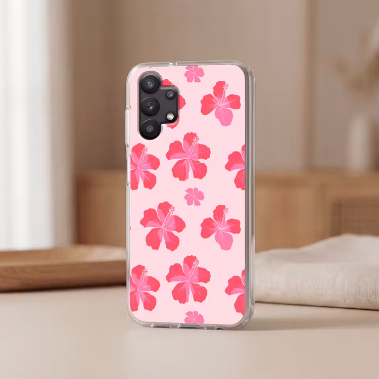 Hibiscus - Bloemen - Roze Telefoonhoesje Samsung Galaxy A32 5G klein 346 -sfeer2