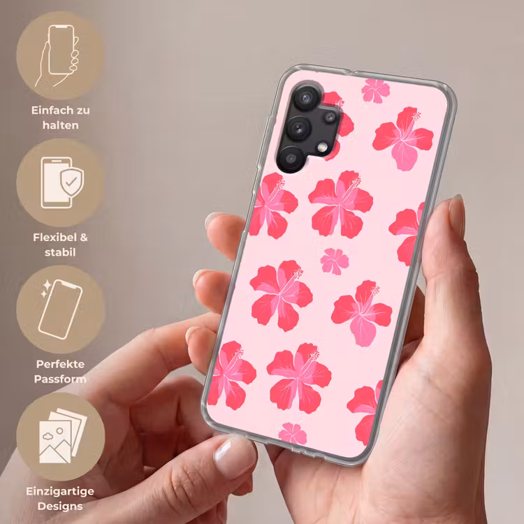 Hibiscus - Bloemen - Roze Telefoonhoesje Samsung Galaxy A32 5G klein 346 -sfeer3_DE