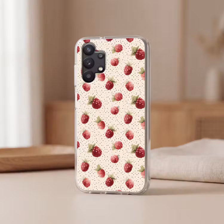 Framboos - Stippen - Rood Telefoonhoesje Samsung Galaxy A32 5G klein 346 -sfeer2
