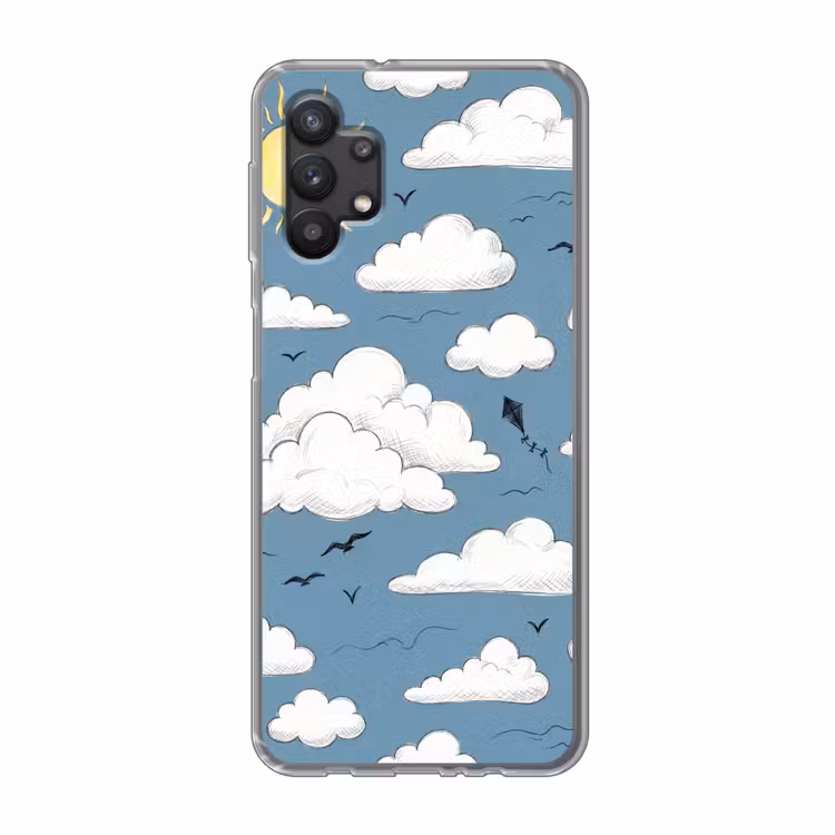 Lucht - Zon - Wolken - Natuur - Blauw Telefoonhoesje Samsung Galaxy A32 5G klein -3d