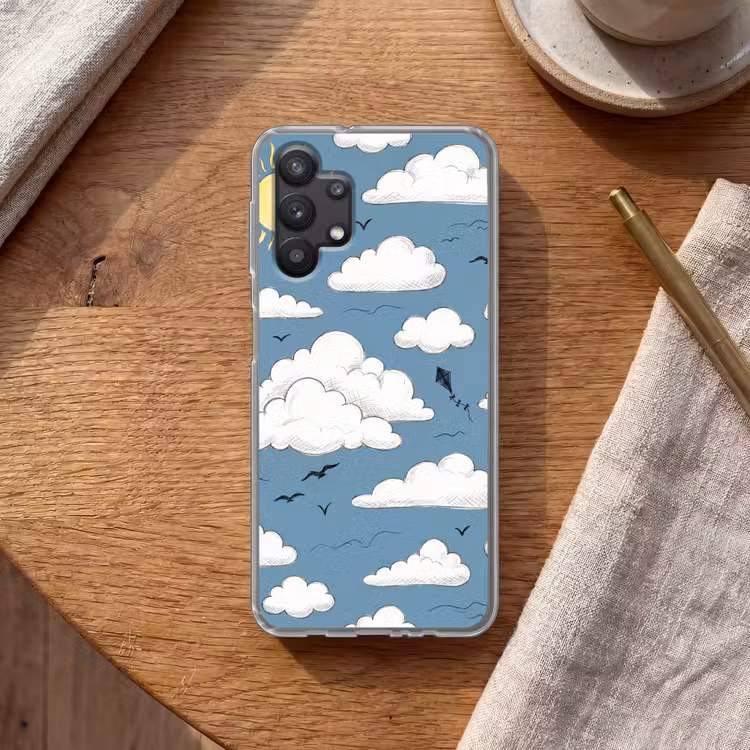 Lucht - Zon - Wolken - Natuur - Blauw Telefoonhoesje Samsung Galaxy A32 5G klein -sfeer1