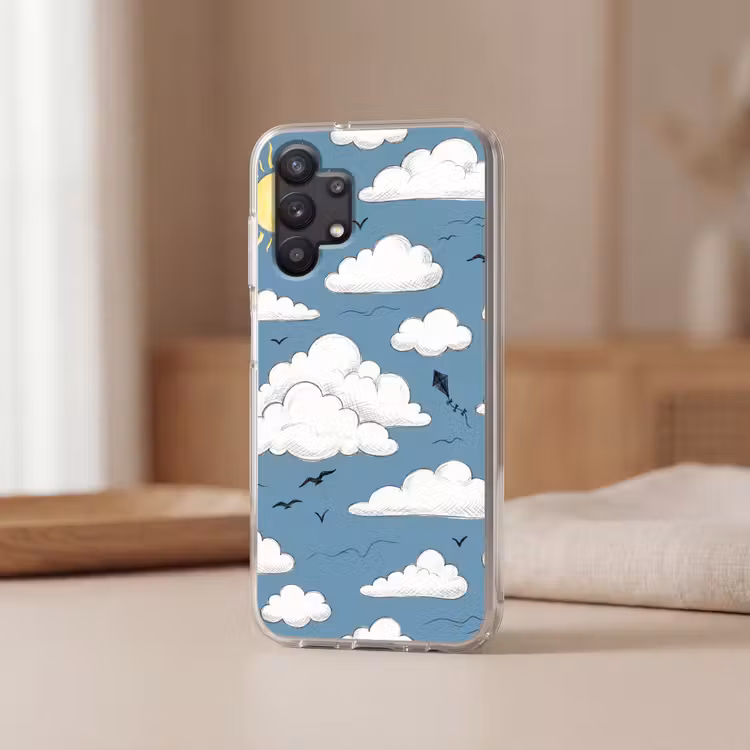 Lucht - Zon - Wolken - Natuur - Blauw Telefoonhoesje Samsung Galaxy A32 5G klein -sfeer2