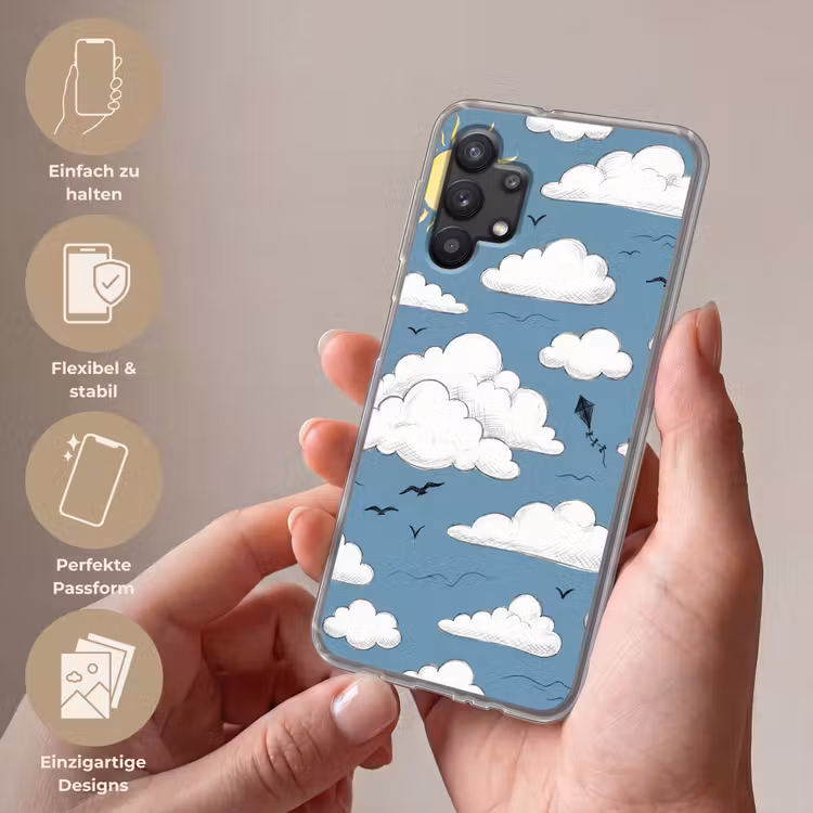 Lucht - Zon - Wolken - Natuur - Blauw Telefoonhoesje Samsung Galaxy A32 5G klein -sfeer3_DE