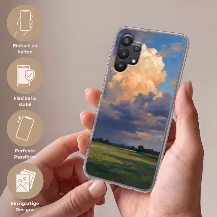 Lucht - Wolken - Landschap - Modern - Oranje Telefoonhoesje Samsung Galaxy A32 5G klein -sfeer3_DE