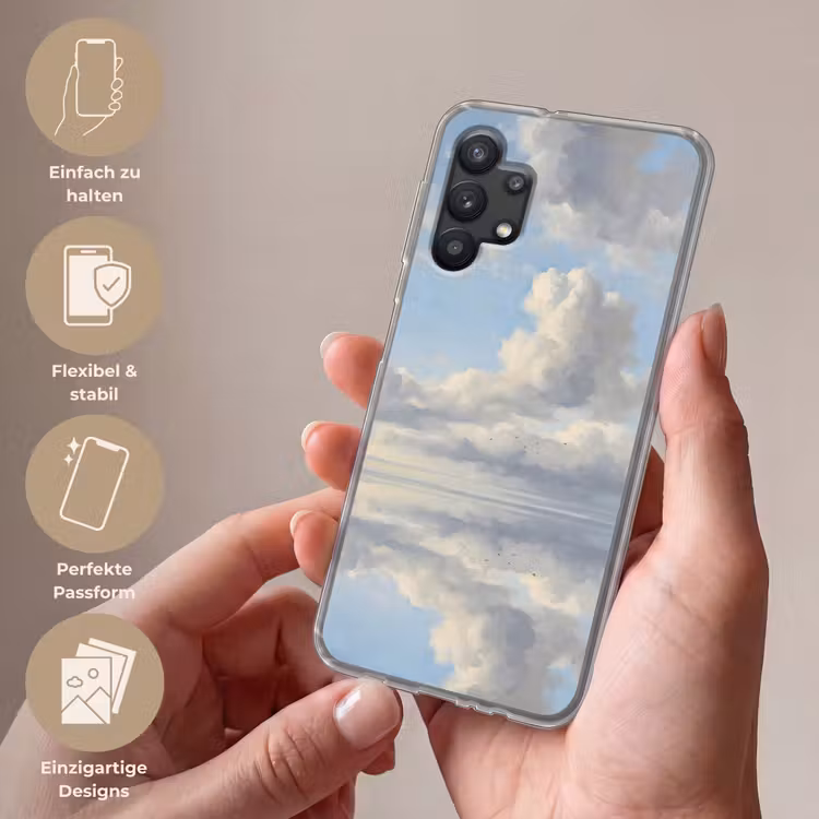 Lucht - Wolken - Natuur - Klassiek - Blauw Telefoonhoesje Samsung Galaxy A32 5G klein -sfeer3_DE