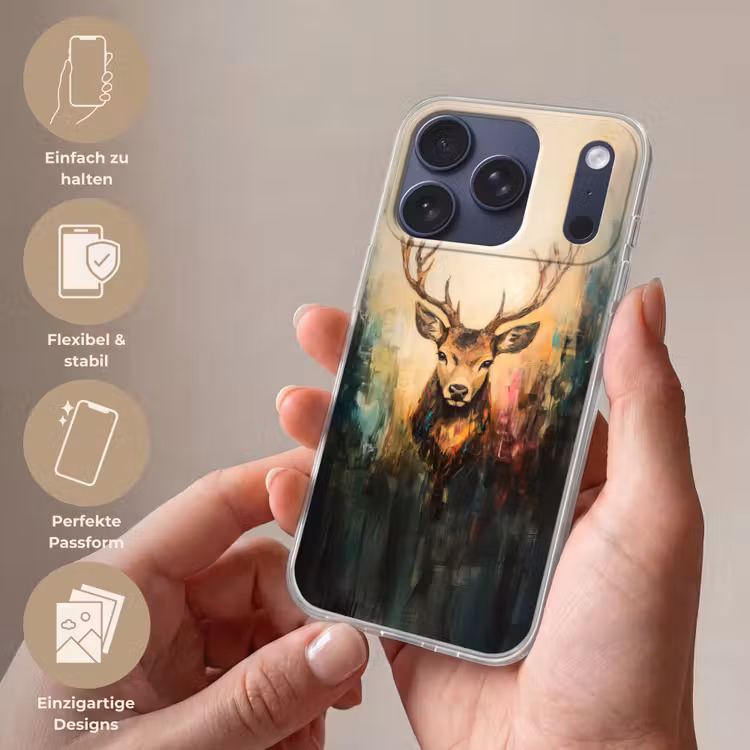 Hert - Geverfd - Gewei - Bruin Telefoonhoesje iPhone 17 Pro klein -sfeer3_DE