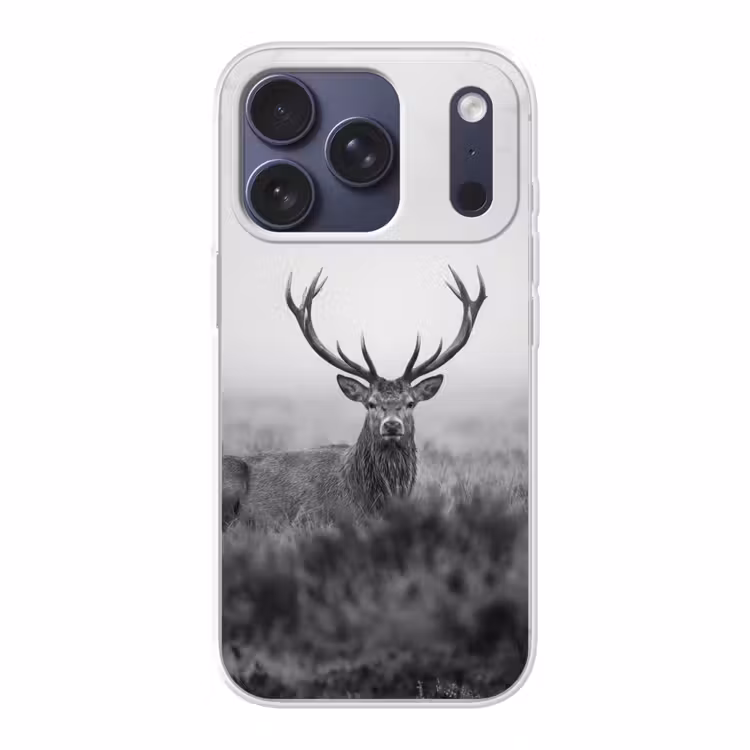 Hert - Mistig - Zwart - Wit Telefoonhoesje iPhone 17 Pro klein -3d