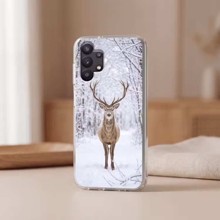 Hert - Winter - Bos - Natuur - Wit Telefoonhoesje Samsung Galaxy A32 5G klein -sfeer2
