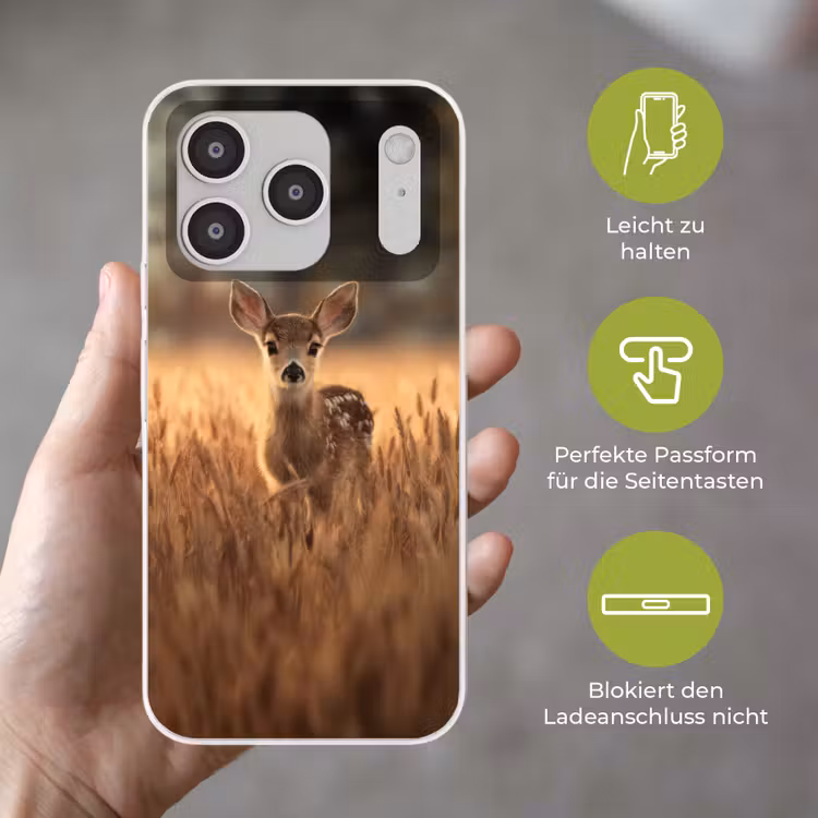 Hert - Graanveld - Bruin Telefoonhoesje iPhone 17 Pro klein -sfeer3_DE