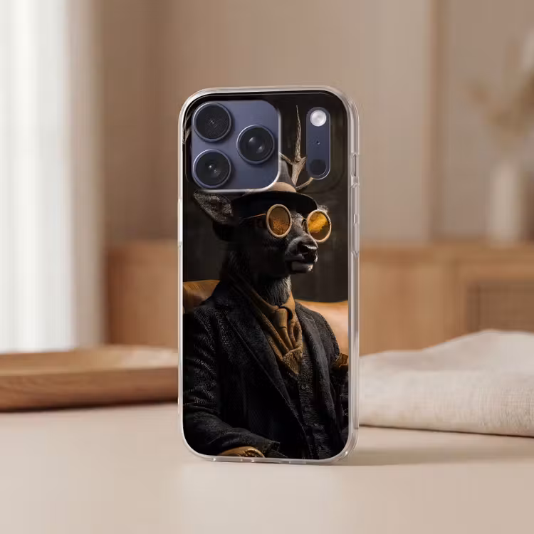 Hert - Zonnebril - Zwart - Pak Telefoonhoesje iPhone 17 Pro klein -sfeer2