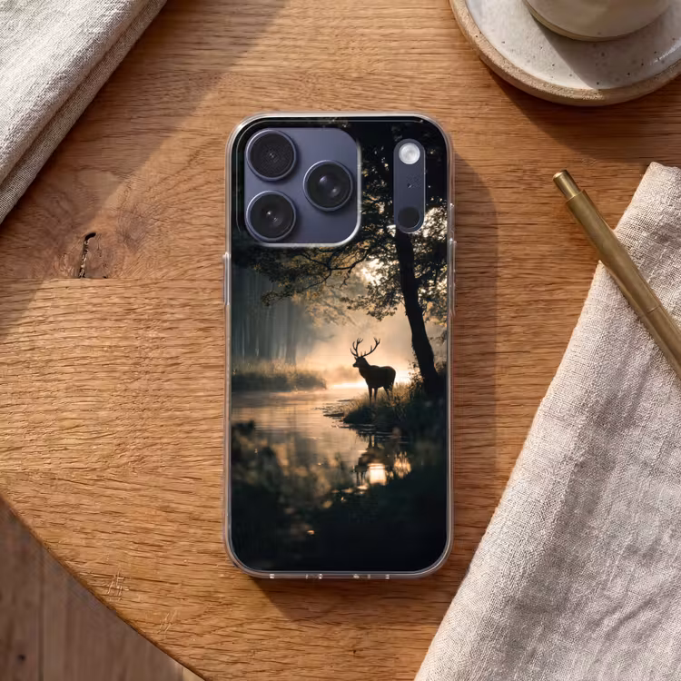 Hert - Bosbeek - Mystiek Telefoonhoesje iPhone 17 Pro klein -sfeer1