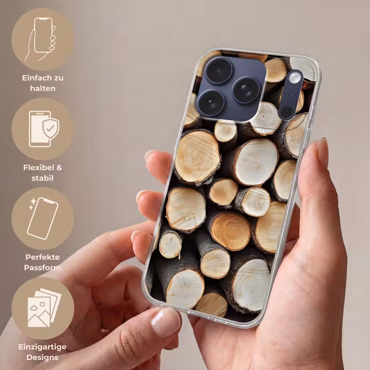 Hout - Boomstammen - Textuur Telefoonhoesje iPhone 17 Pro klein -sfeer3_DE