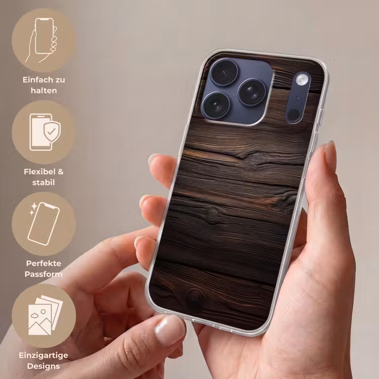 Hout - Grillige nerven Telefoonhoesje iPhone 17 Pro klein -sfeer3_DE
