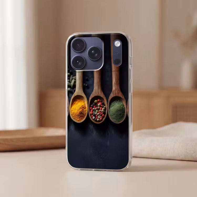 Houten - Lepels - Specerijen - Kruiden Telefoonhoesje iPhone 17 Pro klein -sfeer2