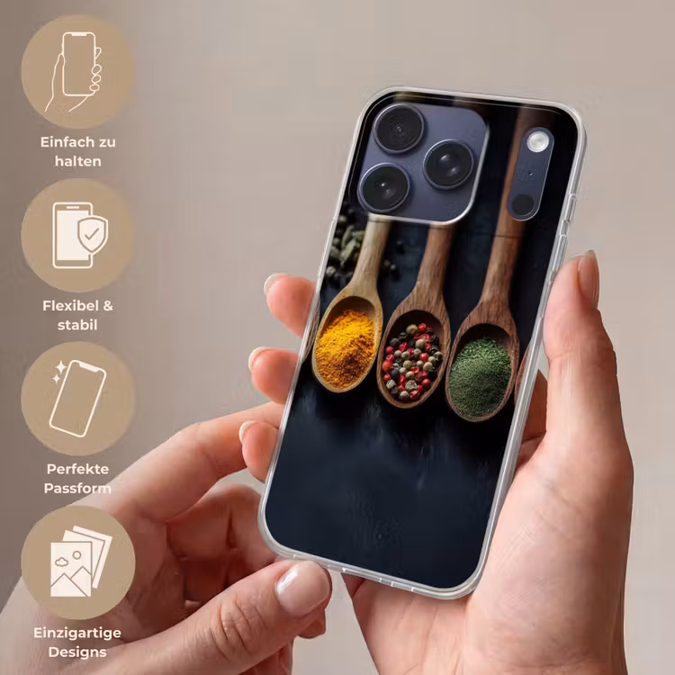 Houten - Lepels - Specerijen - Kruiden Telefoonhoesje iPhone 17 Pro klein -sfeer3_DE