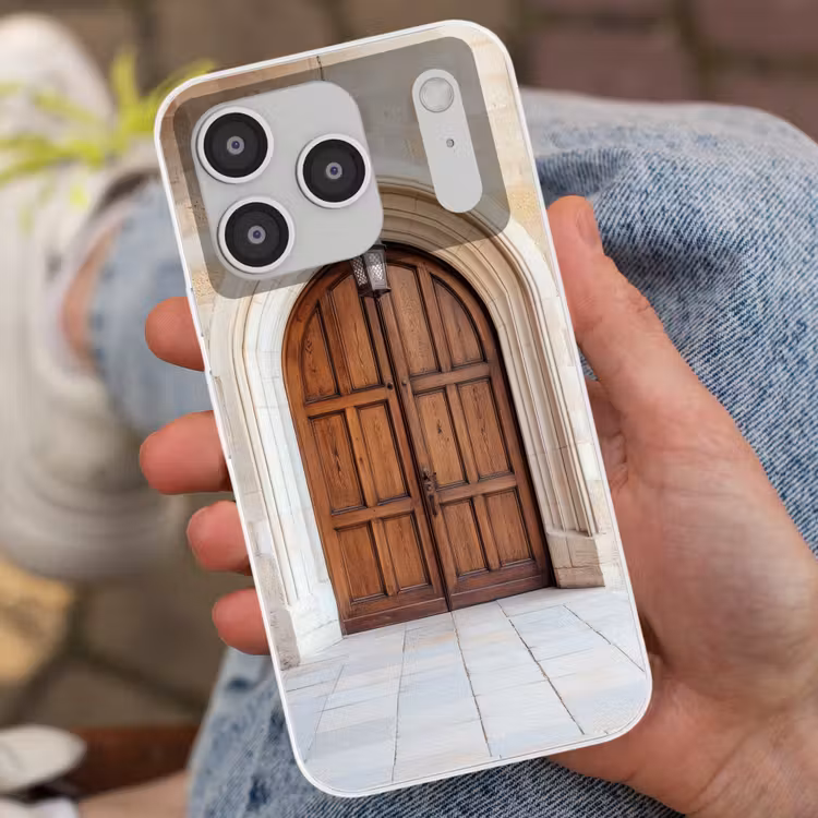 Houten - Deur - Lantaarn Telefoonhoesje iPhone 17 Pro klein -sfeer2